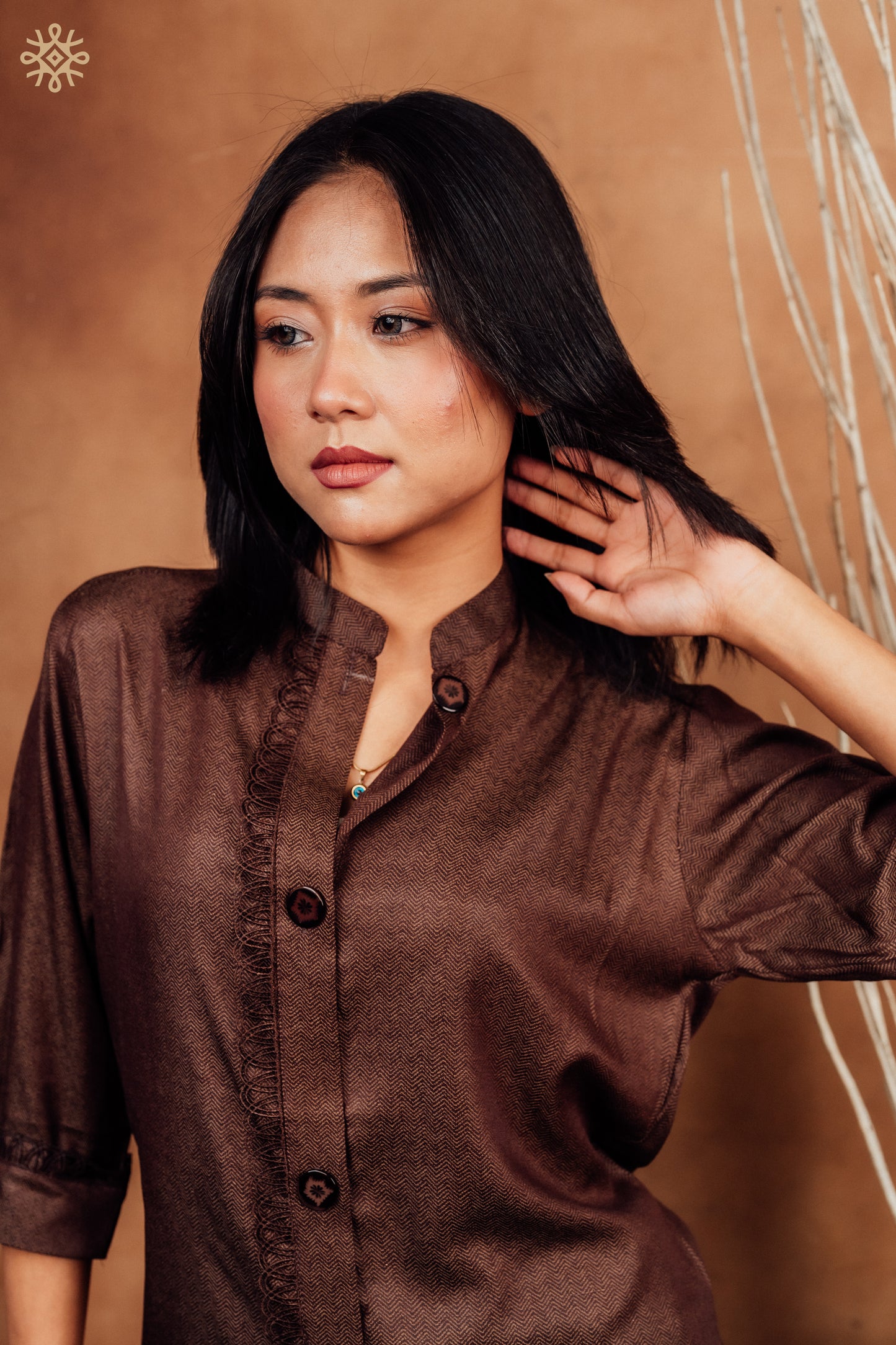 Chestnut Herringbone Tunic