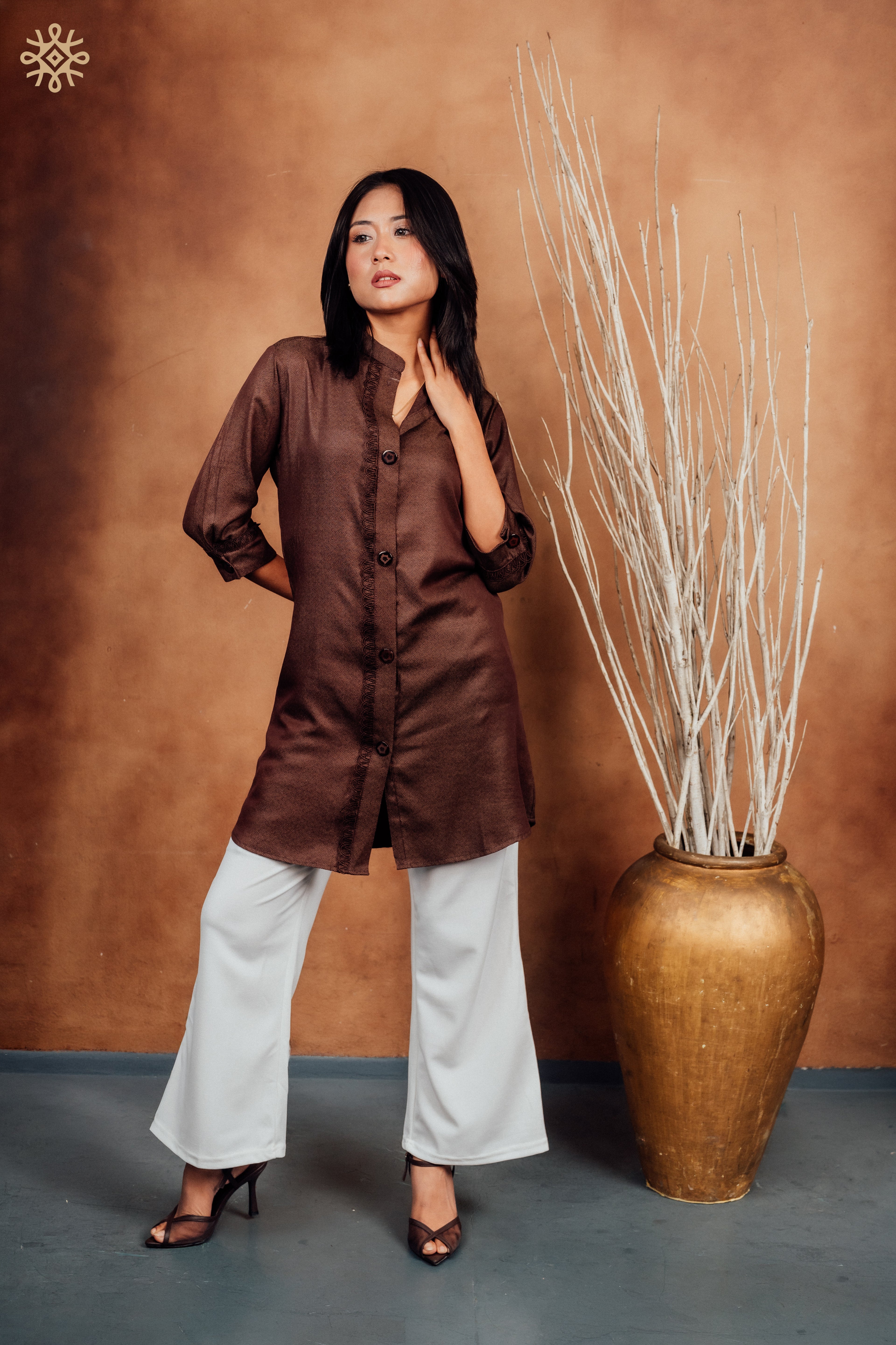Chestnut Herringbone Tunic