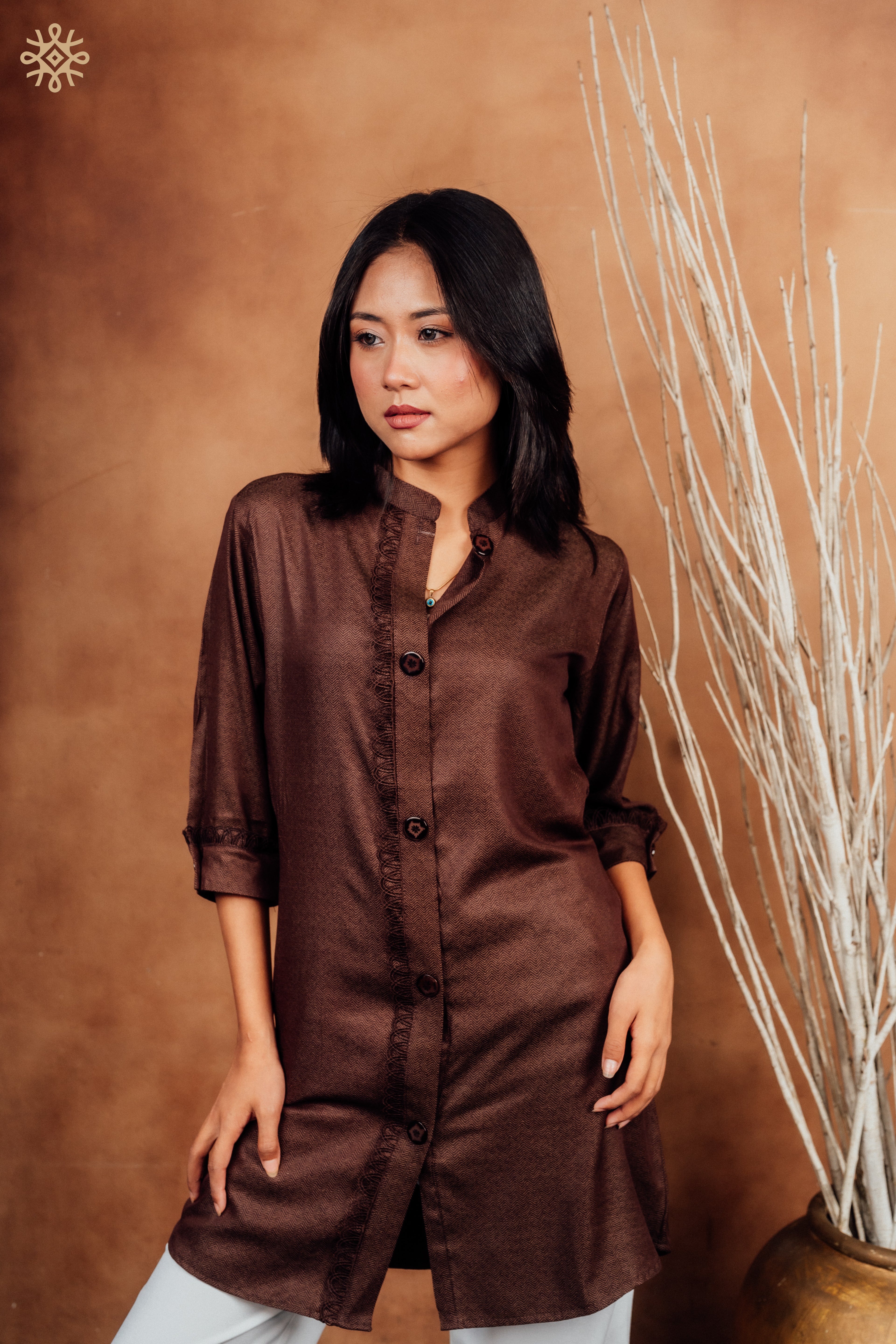 Chestnut Herringbone Tunic