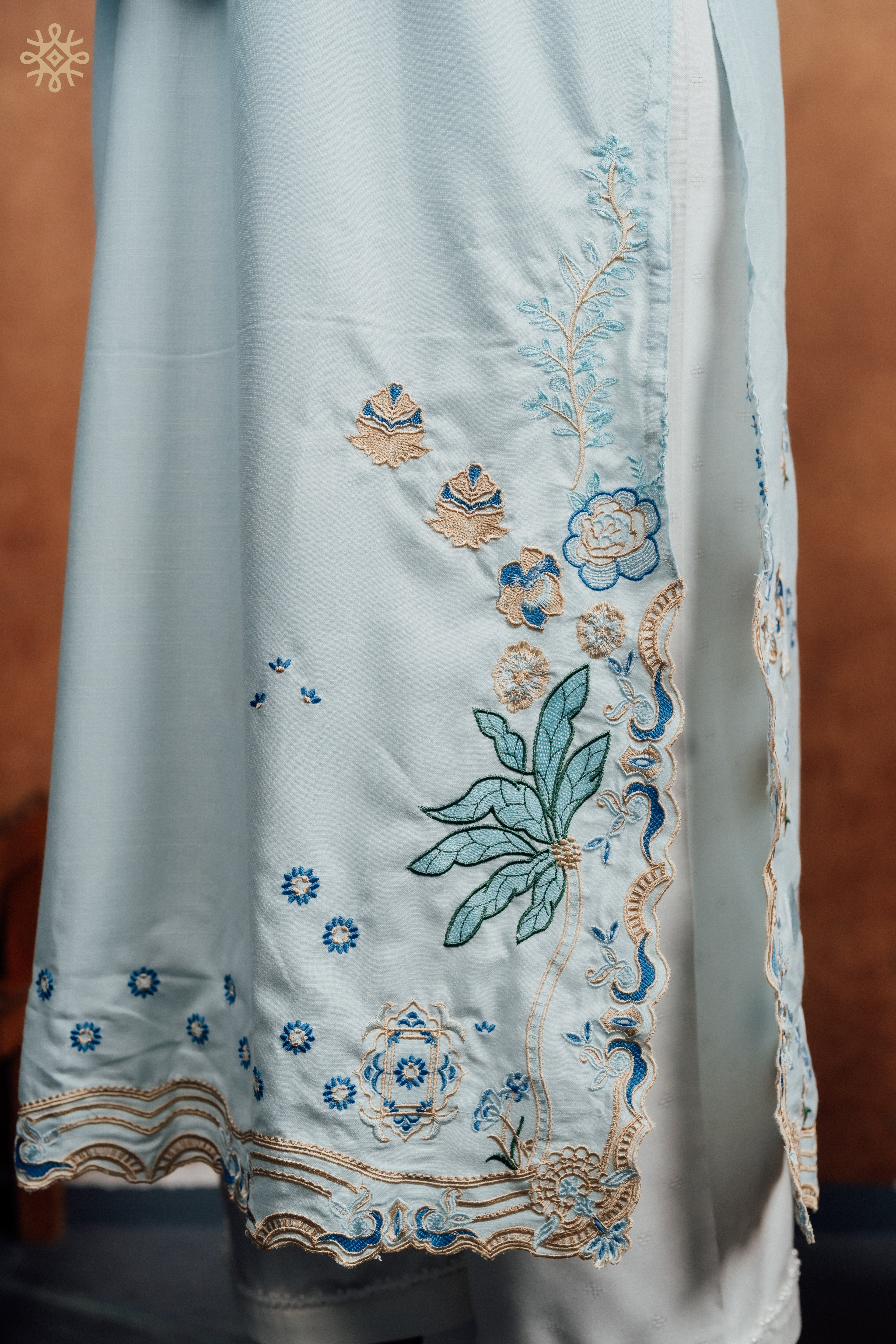 Glacial Blue Scalloped Kurta Set
